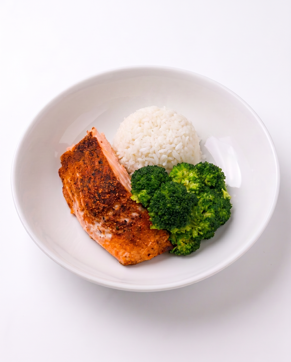 Blackened Salmon with White Rice & Broccoli