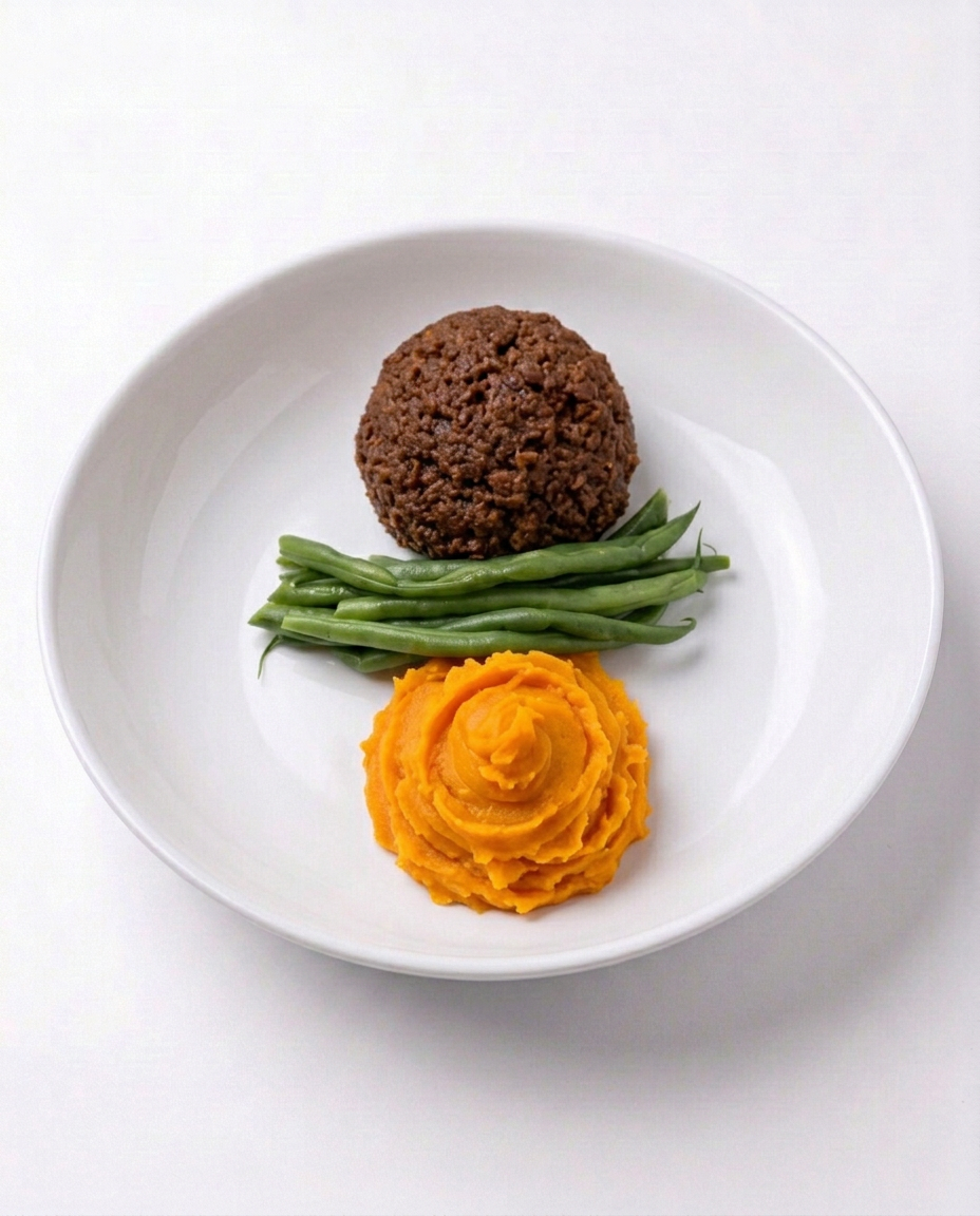 Chefology Korean BBQ beef with smashed sweet potatoes and green beans