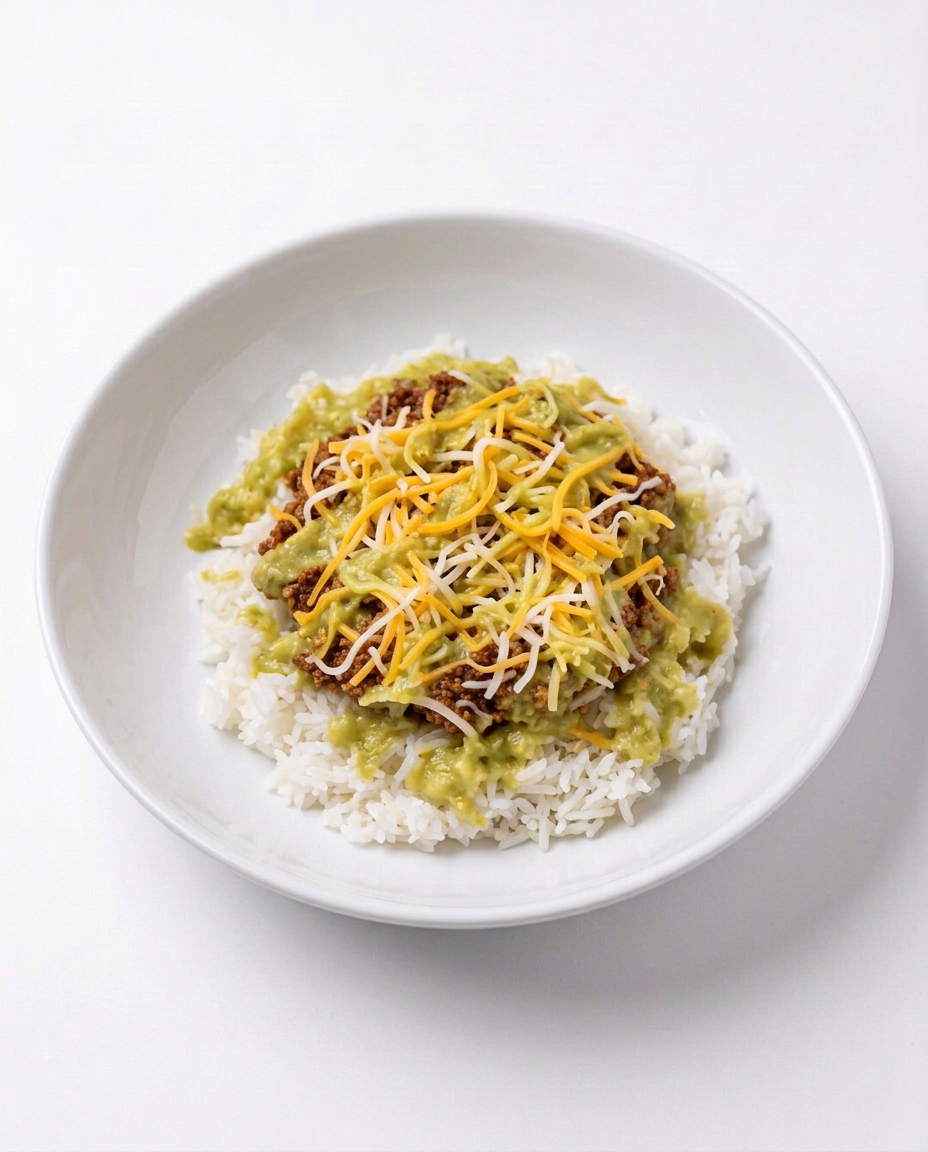 Lean Ground Beef Taco Bowl with homemade Salsa Verde