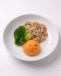 Chefology ground turkey with sweet potato mash and steamed broccoli