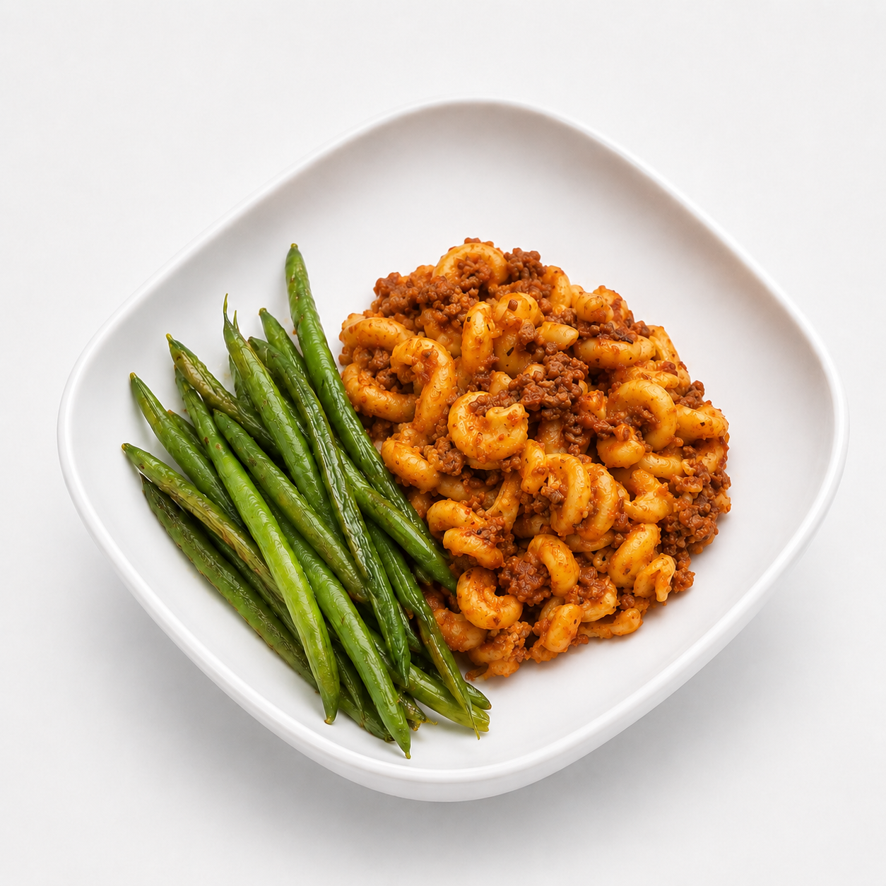 Ground Beef Pasta Bolognese with Green Beans