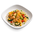 Orange Chicken with Jasmine Rice and Vegetable Medley